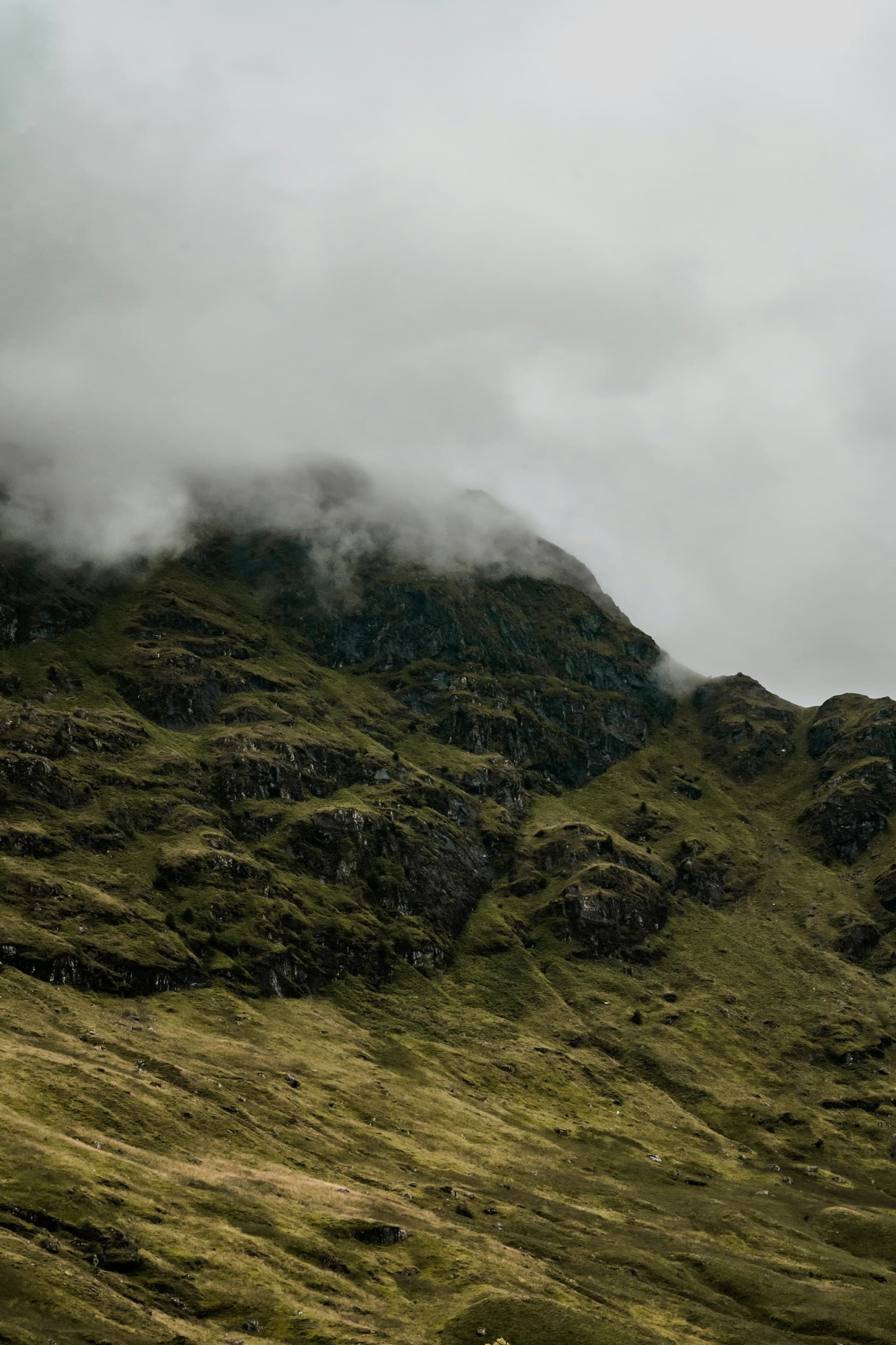 Scottish Highland mountain under cloudy sky